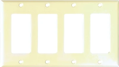 Cooper Wiring 2164V-BOX 4-Gang Rocker Wall Plate, Ivory, Thermoset