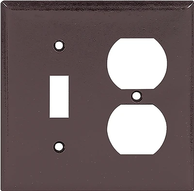 Eaton 2138B-BOX 2-Gang Toggle & Duplex Wall Plate, Brown, Thermoset