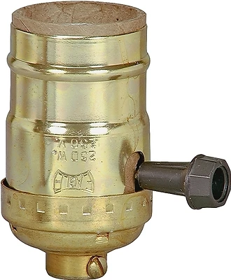 Cooper Wiring 925ABD-BOX 3-Way Turn Knob Lampholder, 250W, Brass Dipped