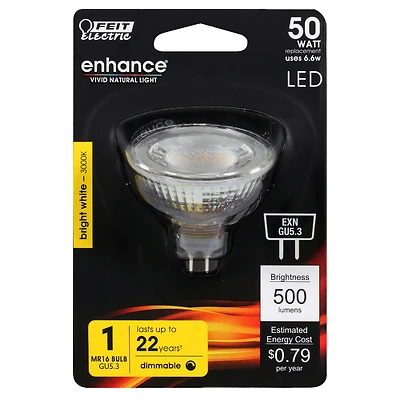 Feit Electric BPEXN/930CA MR16 LED Bulb, 50W Equivalent, GU5.3, Bright White, Dimmable