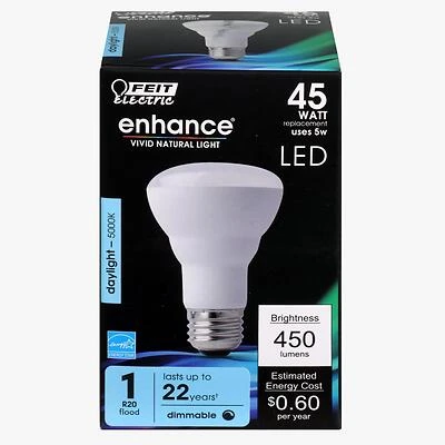 Feit Electric R20DM/950CA LED Bulb, 45W Equivalent, Daylight, Dimmable, E26
