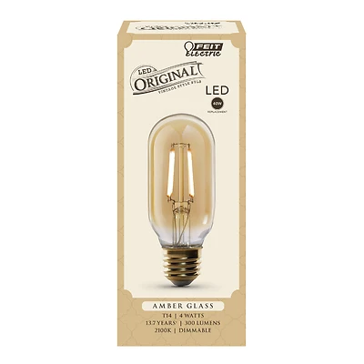 T14 E26 Led Bulb Amber Soft White 40 Watt Equivalence 1 Pk, 4w, 300 Lumens
