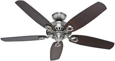 Hunter Builder Elite 53241 Ceiling Fan, 5-Blade, 52 In., Brushed Nickel