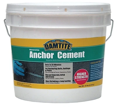 Damtite 08121 Anchoring Cement, Powder, Gray, 10 Lb. Pail