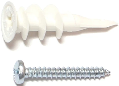 Midwest Fastener 23291 EZ Anchor, #8 x 1-1/4 In, Plastic, 75 Lb
