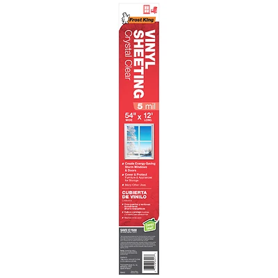 Frost King V5412 Clear Vinyl Sheeting Roll, 5 Mil, 54 In x 12 Ft