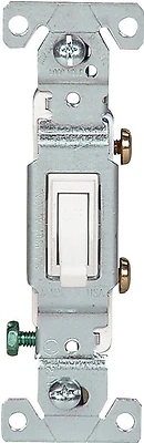 Cooper Wiring C1301-7W Toggle Switch, 15A, 120V, White