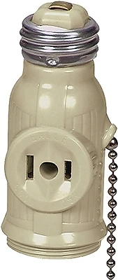 Eaton BP718V Pull Chain Lampholder Adapter, 660 W, 2 Outlet