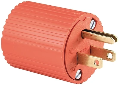 6867-box 15 Amp 125 Volt Orange 3 Wire Plug - Thermoplastic