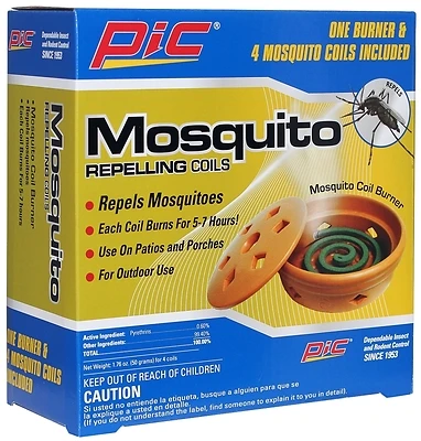 Pic COMBO Mosquito Coil Burner, Terra Cotta, Includes 4 Coils