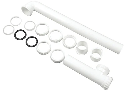 94008 End Outlet Waste Drain Pipe, 1-1/2" X 16", White Plastic