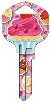 Hy-Ko 15005KW1-CPBL Cupcake Bling Key Blank, Brass, Nickel, Kwikset KW1