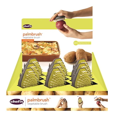 Chef'n Palmbrush Vegetable Brush, Gray/Yellow, 1 Pk