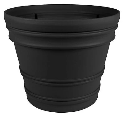 22 X 19.5 Black Rolled Rim Plastic Planter By Bloem, Model Rr2200