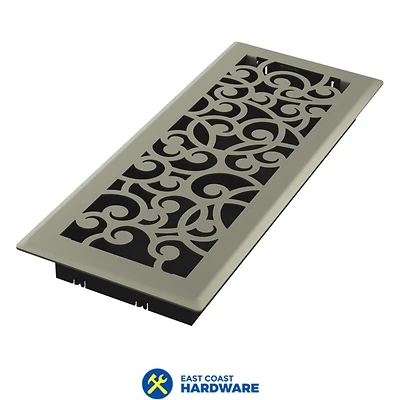 Signature Series Floor Register, Satin Nickel Wonderland, Steel, 4 x 12 In.