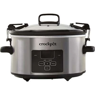Programmable Cook & Carry Slow Cooker, Digital Display, Stainless Steel, 4 Qts.