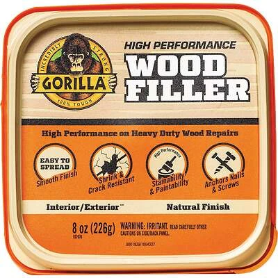 Gorilla 107084 Wood Filler, Liquid Paste, Tan, 8 oz Tub