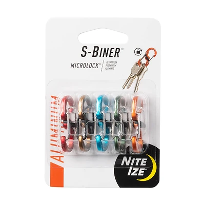 Nite Ize LSBMA-A2-5R7 S-Biner MicroLock Aluminum Carabiner, 5-Pack, Assorted Colors