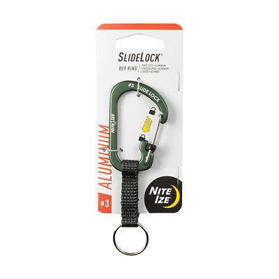 SlideLock Key Ring, Aluminum, Olive