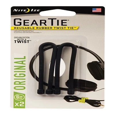 Gear Tie, Bendable Wire, Black, 6-In., 2-Pk.