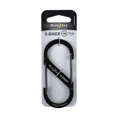 Nite Ize SB4-03-01 S-Biner, Stainless Steel, Size 4, Black