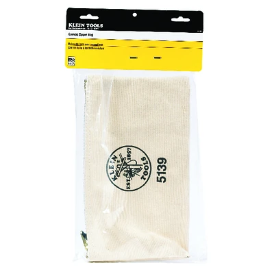 Klein Tools 5139 Canvas Zipper Bag, White, 7.5 x 12-In.