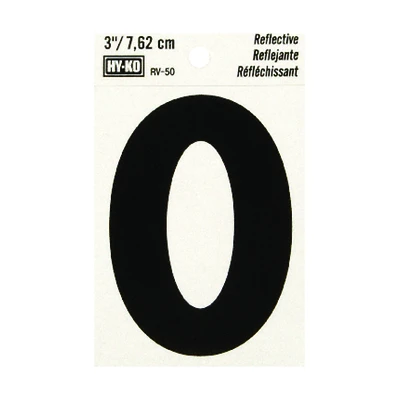 Hy-Ko RV-50/O Address Letter O, Black Reflective Vinyl, 3-In.