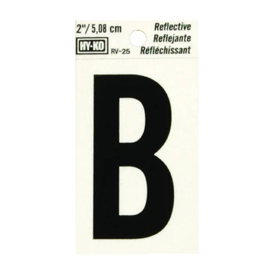 Hy-Ko RV-25/B House Address Letter B, Reflective Black/Silver Vinyl, 2-In.