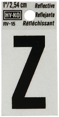 House Address Letter Z, Reflective Black/Silver Vinyl, Adhesive, 1-In.