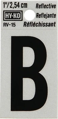 Hy-Ko RV-15/B House Address Letter B, Reflective Black/Silver Vinyl, 1-In.
