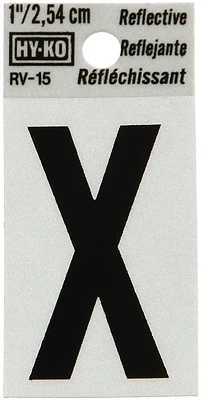 Hy-Ko RV-15/X House Address Letter X, Reflective Black/Silver Vinyl, 1-In.