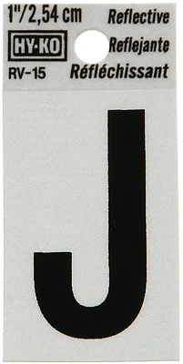 Hy-Ko RV-15/J House Address Letter J, Reflective Black/Silver Vinyl, 1-In.