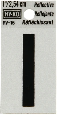 Hy-Ko Address Letter I, Reflective Black/Silver Vinyl, 1-In.