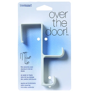InterDesign 16101 Over-the-Door Double Hook, White Plastic, 3.5x1.2x6 In.