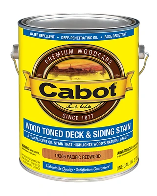 Cabot 19205-07 Wood Toned Deck & Siding Stain, Pacific Redwood, 1 Gallon
