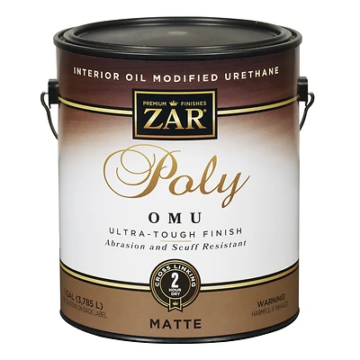 Zar 832738 Interior Polyurethane OMU Oil Modified Wood Finish, Clear Matte, 1 Gallon