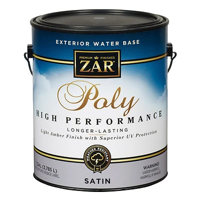 Zar 32713 Exterior Water-Base Polyurethane, Satin Finish, Gallon