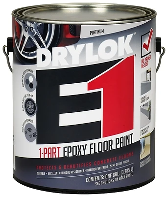 Drylok 23813 Epoxy Floor Paint, Platinum Semi-Gloss, 1 Gallon