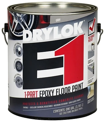 Drylok 23713 Epoxy Floor Paint, Gray Semi-Gloss, 1 Gallon