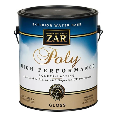 Zar 32613 Exterior Polyurethane, Water-Based Gloss, 1 Gallon
