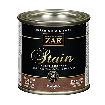 Zar 11906 Interior Wood Stain, Mocha, 1/2 Pt.