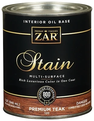 Zar 12012 Interior Wood Stain, Premium Teak, 1 Qt.