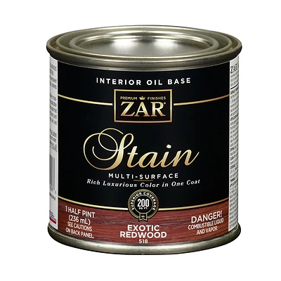 Zar 51806 Interior Wood Stain, Exotic Redwood, 1/2 Pt.