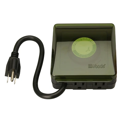 Woods 50012WD Outdoor Mechanical Timer, 2-Outlet, 15A 125V 1875W, 24-Hour