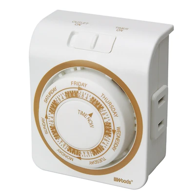 Woods 50003WD 7-Day Mechanical Vacation Timer, Indoor, 2-Conductor