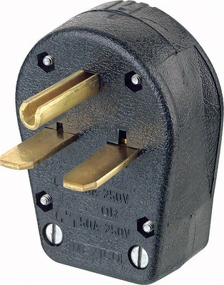 Leviton 931-E Electrical Plug, 2-Pole 3-Wire, 30/50A 250V, Black