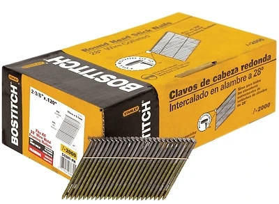 Full Head Stick Collated Framing Nails, Ring Shank, 2-3/8 x .120-In, 2,000 Ct.