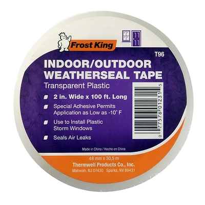 Frost King T96H Clear Plastic Weatherseal Tape, 2 In. x 100 Ft.