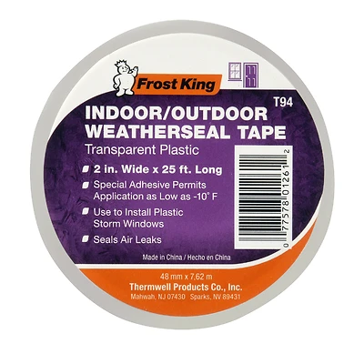 Frost King T94H Clear Plastic Window Weatherseal Tape, 2 In. x 25 Ft.