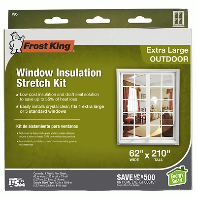 Frost King V95H Outdoor Window Insulation Kit, 62 x 210 In., Plastic